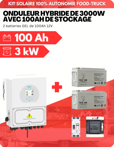 KIT AUTONOME AVEC 100Ah GEL DE STOCKAGE - SORTIE AC MAX 3000W - DEYE | Liberty-Energy.fr