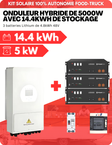 KIT AUTONOME AVEC 14.4kWh DE STOCKAGE LITHIUM - SORTIE AC MAX 5000W - DEYE | Liberty-Energy.fr