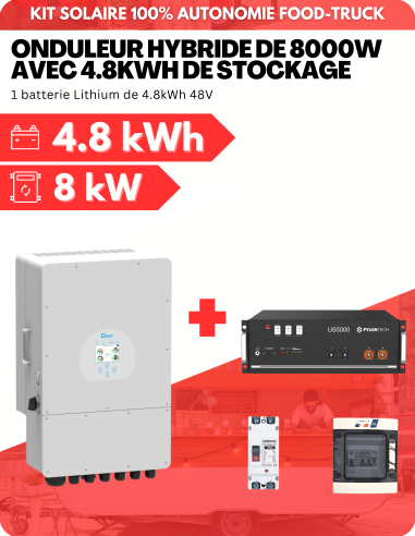 KIT AUTONOME AVEC 4.8kWh DE STOCKAGE LITHIUM - SORTIE AC MAX 8000W - DEYE | Liberty-Energy.fr