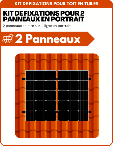 Kit de Fixation 2 panneaux solaires pour toit en tuile | Orientation : Portrait - ESDEC | Liberty-Energy.fr