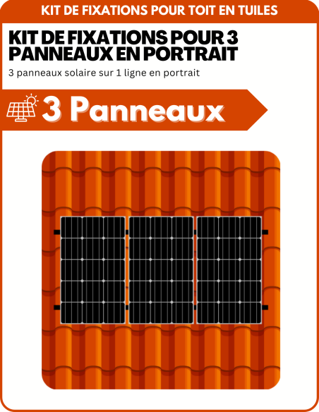 Kit de Fixation 3 panneaux solaires pour toit en tuile | Orientation : Portrait - ESDEC | Liberty-Energy.fr