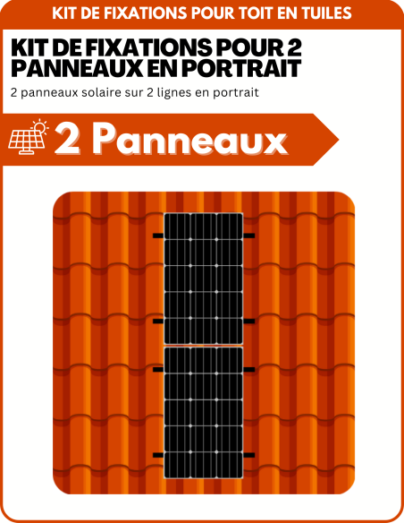 Kit de Fixation 2 panneaux solaires pour toit en tuile sur 2 lignes | Orientation : Portrait - ESDEC | Liberty-Energy.fr