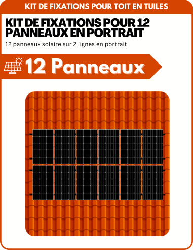 Kit de Fixation 12 panneaux solaires pour toit en tuile sur 2 lignes | Orientation : Portrait - ESDEC | Liberty-Energy.fr