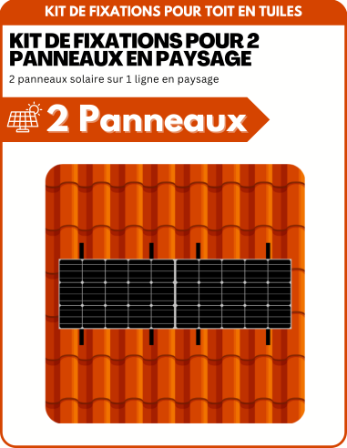 Kit de Fixation 2 panneaux solaires pour toit en tuile | Orientation : Paysage - ESDEC | Liberty-Energy.fr