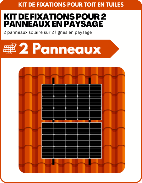 Kit de Fixation 2 panneaux solaires pour toit en tuile sur 2 lignes | Orientation : Paysage - ESDEC | Liberty-Energy.fr