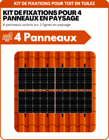 Kit de Fixation 4 panneaux solaires pour toit en tuile sur 2 lignes | Orientation : Paysage - ESDEC | Liberty-Energy.fr