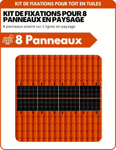 Kit de Fixation 8 panneaux solaires pour toit en tuile sur 2 lignes | Orientation : Paysage - ESDEC | Liberty-Energy.fr