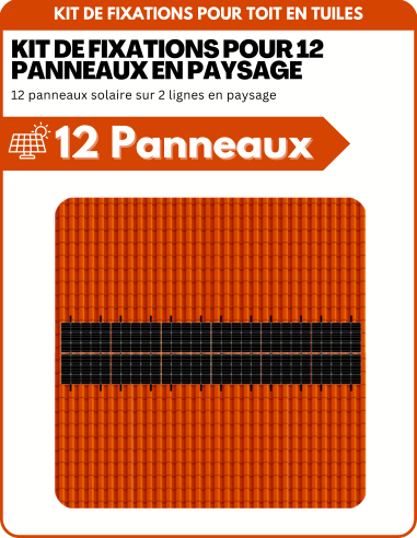 Kit de Fixation 12 panneaux solaires pour toit en tuile sur 2 lignes | Orientation : Paysage - ESDEC | Liberty-Energy.fr