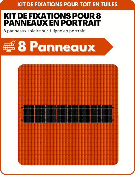 Kit de Fixation 8 panneaux solaires pour toit en tuile | Orientation : Portrait - ESDEC | Liberty-Energy.fr