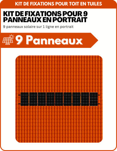 Kit de Fixation 9 panneaux solaires pour toit en tuile | Orientation : Portrait - ESDEC | Liberty-Energy.fr