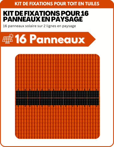 Kit de Fixation 16 panneaux solaires pour toit en tuile sur 2 lignes | Orientation : Paysage - ESDEC | Liberty-Energy.fr