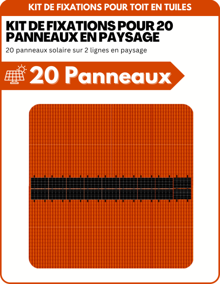 Kit de Fixation 20 panneaux solaires pour toit en tuile sur 2 lignes | Orientation : Paysage - ESDEC | Liberty-Energy.fr