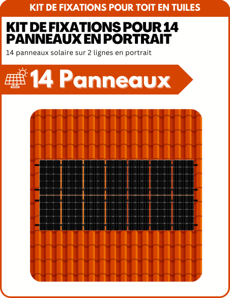 Kit de Fixation 14 panneaux solaires pour toit en tuile sur 2 lignes | Orientation : Portrait - ESDEC | Liberty-Energy.fr