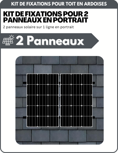 Kit de Fixation 2 panneaux solaires pour toit en ardoises | Orientation : Portrait - ESDEC | Liberty-Energy.fr