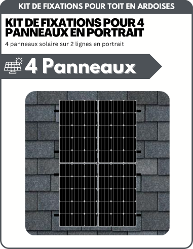 Kit de Fixation 4 panneaux solaires sur 2 lignes pour toit en ardoises | Orientation : Portrait - ESDEC | Liberty-Energy.fr