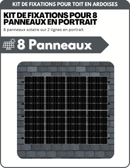 Kit de Fixation 8 panneaux solaires sur 2 lignes pour toit en ardoises | Orientation : Portrait - ESDEC | Liberty-Energy.fr