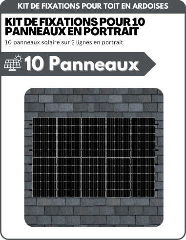 Kit de Fixation 10 panneaux solaires sur 2 lignes pour toit en ardoises | Orientation : Portrait - ESDEC | Liberty-Energy.fr