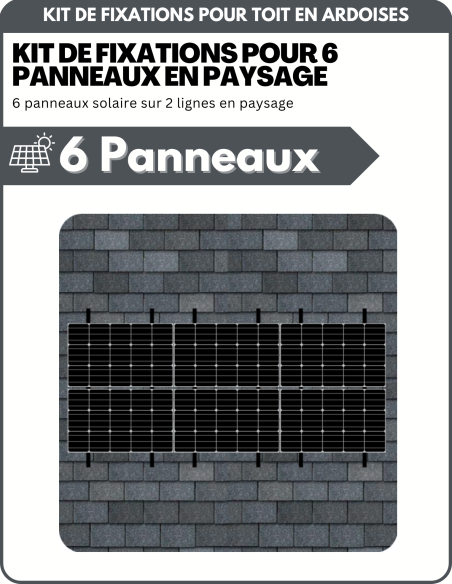 Kit de Fixation 6 panneaux solaires sur 2 lignes pour toit en ardoises | Orientation : Paysage - ESDEC | Liberty-Energy.fr