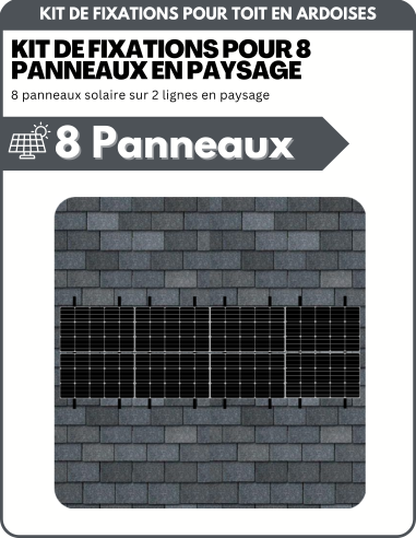 Kit de Fixation 8 panneaux solaires sur 2 lignes pour toit en ardoises | Orientation : Paysage - ESDEC | Liberty-Energy.fr