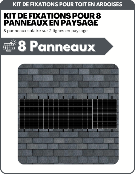 Kit de Fixation 8 panneaux solaires sur 2 lignes pour toit en ardoises | Orientation : Paysage - ESDEC | Liberty-Energy.fr