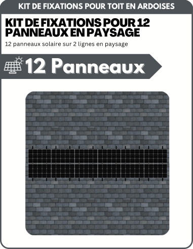 Kit de Fixation 12 panneaux solaires sur 2 lignes pour toit en ardoises | Orientation : Paysage - ESDEC | Liberty-Energy.fr