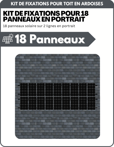 Kit de Fixation 18 panneaux solaires sur 2 lignes pour toit en ardoises | Orientation : Portrait - ESDEC | Liberty-Energy.fr