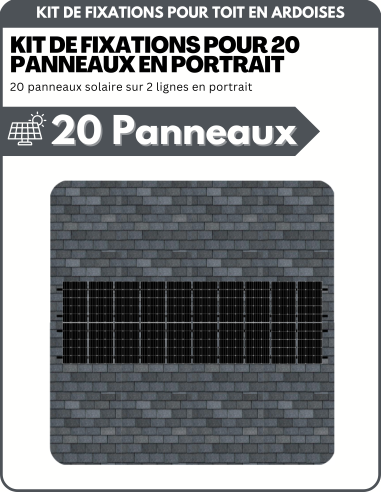 Kit de Fixation 20 panneaux solaires sur 2 lignes pour toit en ardoises | Orientation : Portrait - ESDEC | Liberty-Energy.fr