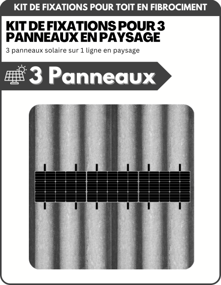 Kit de Fixation 3 panneaux solaires pour toit en tôle ondulée | Orientation : Paysage - ESDEC | Liberty-Energy.fr