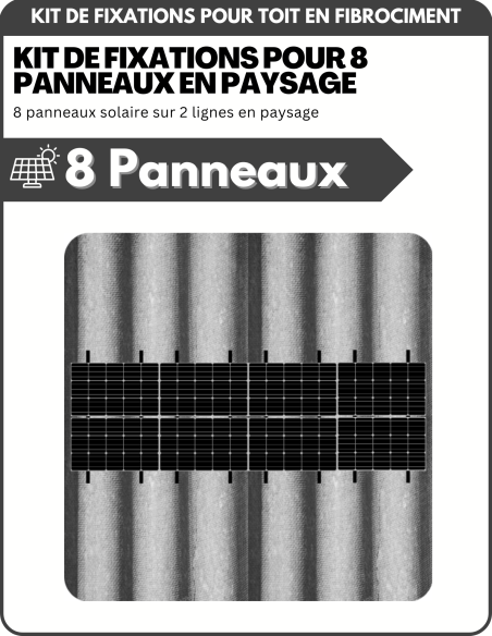 Kit de Fixation 8 panneaux solaires pour toit en tôle ondulée sur 2 lignes | Orientation : Paysage - ESDEC | Liberty-Energy.fr