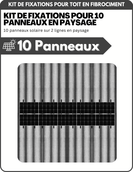 Kit de Fixation 10 panneaux solaires pour toit en tôle ondulée sur 2 lignes | Orientation : Paysage - ESDEC | Liberty-Energy.fr