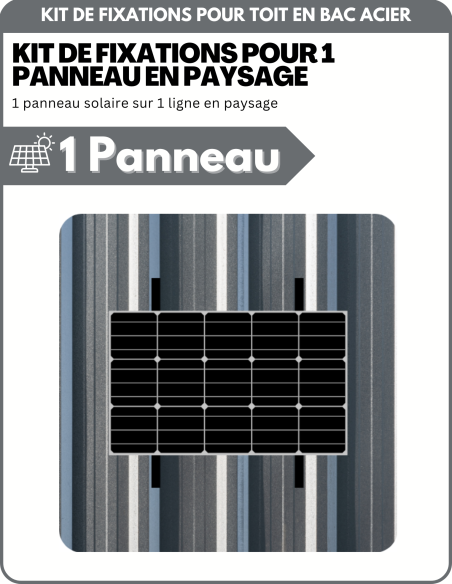 Kit de Fixation 1 panneau solaire pour toit en bac acier | Orientation : Paysage - ESDEC | Liberty-Energy.fr