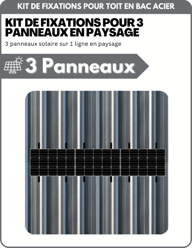 Kit de Fixation 3 panneaux solaires pour toit en bac acier | Orientation : Paysage - ESDEC | Liberty-Energy.fr