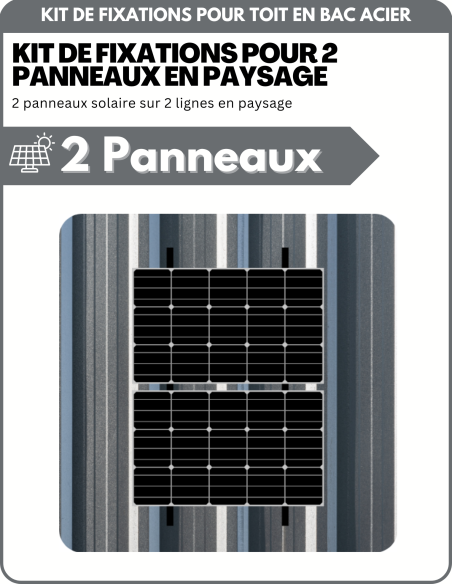 Kit de Fixation 2 panneaux solaires pour toit en bac acier sur 2 lignes | Orientation : Paysage - ESDEC | Liberty-Energy.fr