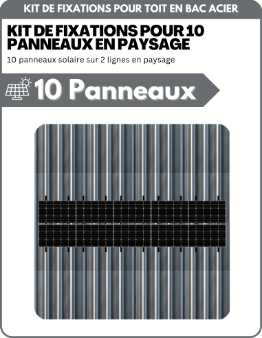 Kit de Fixation 10 panneaux solaires pour toit en bac acier sur 2 lignes | Orientation : Paysage - ESDEC | Liberty-Energy.fr