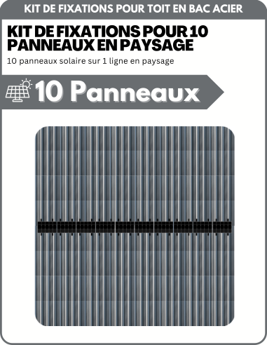 Kit de Fixation 10 panneaux solaires pour toit en bac acier | Orientation : Paysage - ESDEC | Liberty-Energy.fr