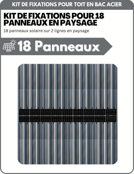 Kit de Fixation 18 panneaux solaires pour toit en bac acier sur 2 lignes | Orientation : Paysage - ESDEC | Liberty-Energy.fr