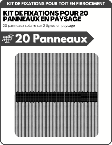 Kit de Fixation 20 panneaux solaires pour toit en tôle ondulée sur 2 lignes | Orientation : Paysage - ESDEC | Liberty-Energy.fr