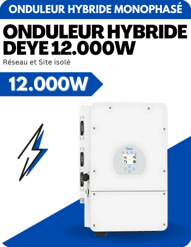 Onduleur Hybride Monophasé Deye 12.000W - SUN-12K-SG02LP1-EU-AM3 - DEYE | Liberty-Energy.fr