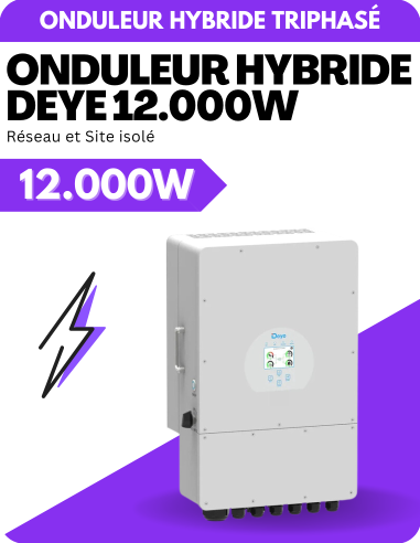 Onduleur hybride triphasé Deye 12000W SUN-12K-SG04LP3-EU - 2 MPPT - Réseau et Site isolé - DEYE | Liberty-Energy.fr